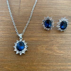 CZ and Sapphire Necklace and Earrings